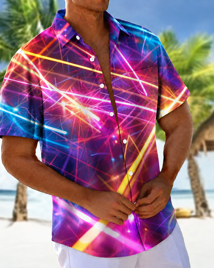 Alohadaddy® Casual Abstract Neon Line Print Men&