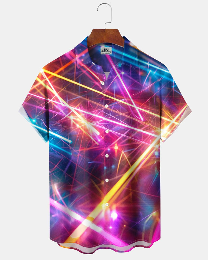 Alohadaddy® Casual Abstract Neon Line Print Men&