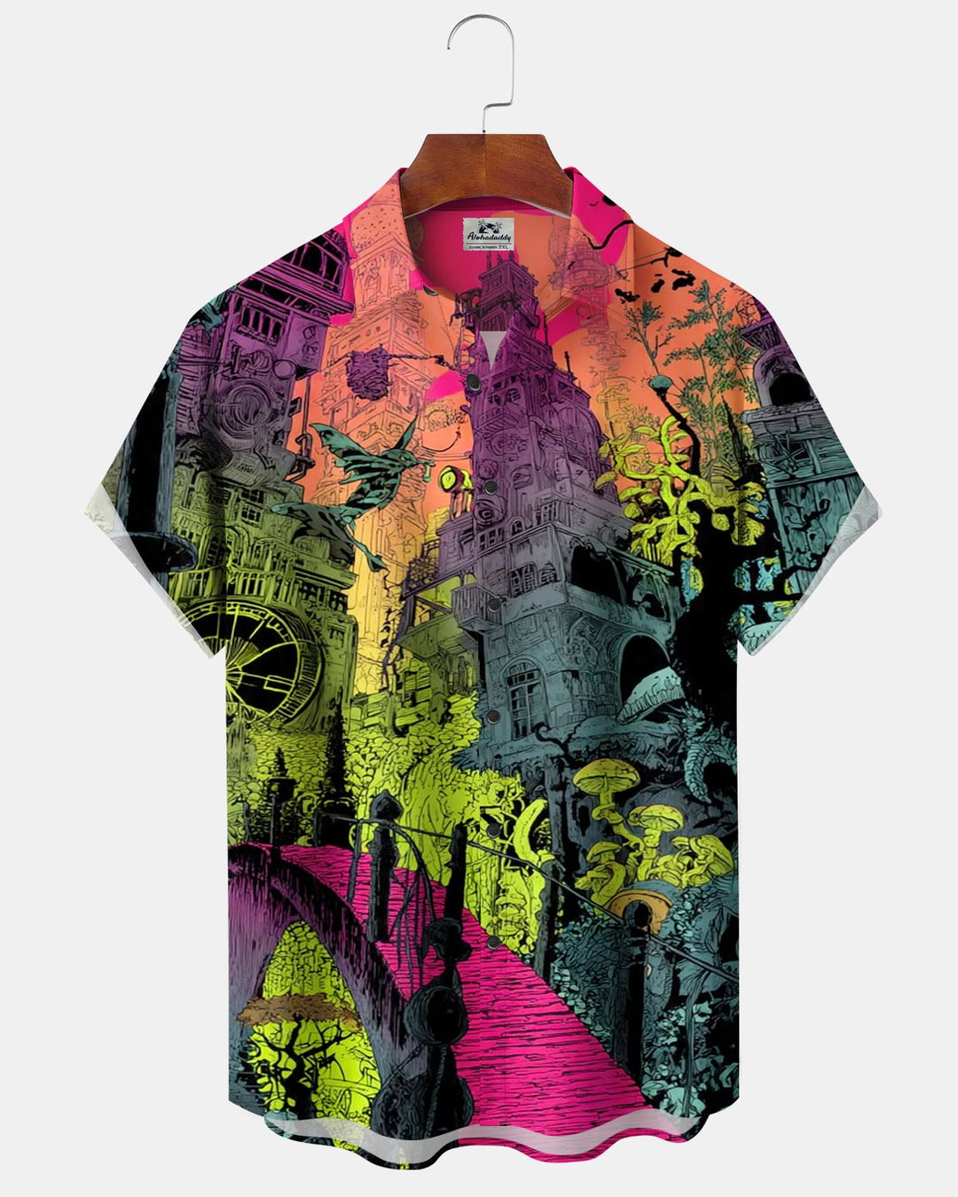 Alohadaddy® Vintage Art Castle Floral Print Men&