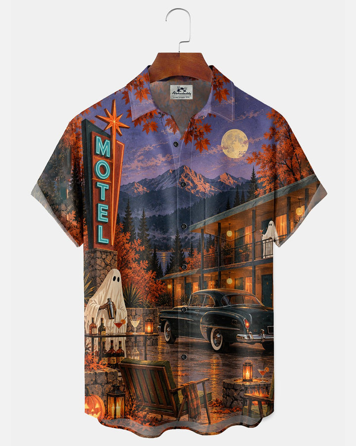 Alohadaddy® Holiday Halloween Ghost Party Motel Print Men&