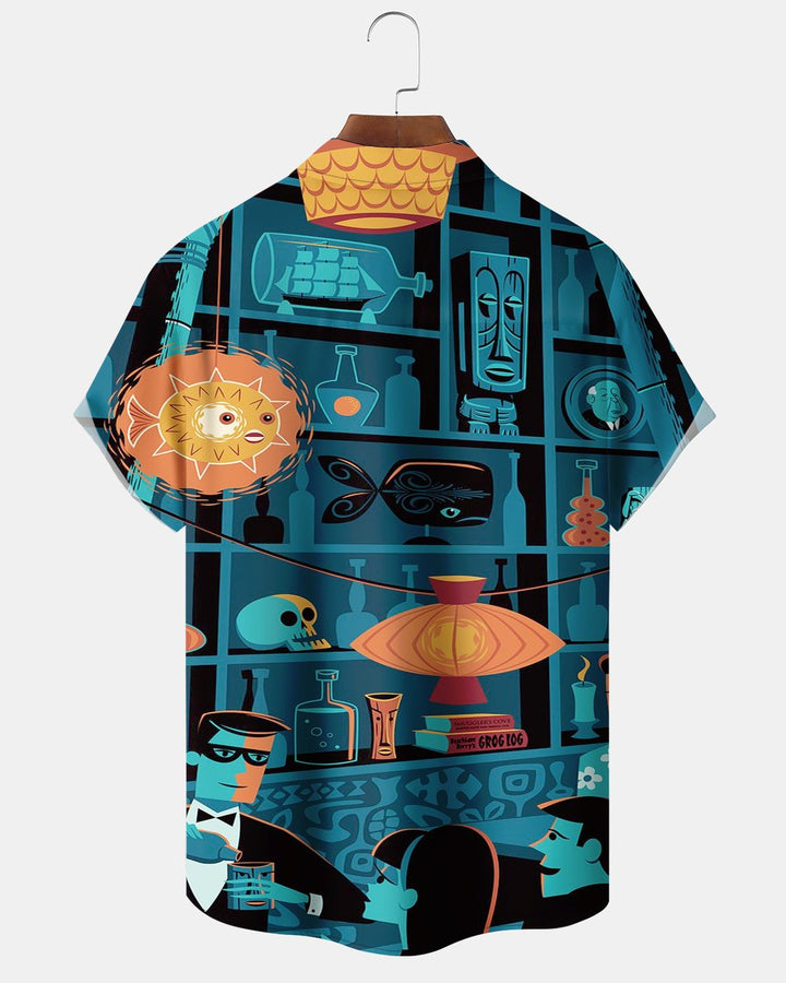 Alohadaddy® Retro Medieval Atomic Art Portrait Cocktail Print Men&