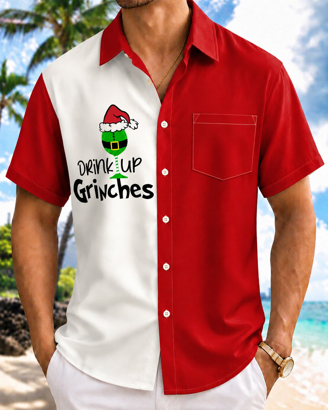 Alohadaddy® Holiday Christmas Striped Wine Glass Bowling Ball Print Men&