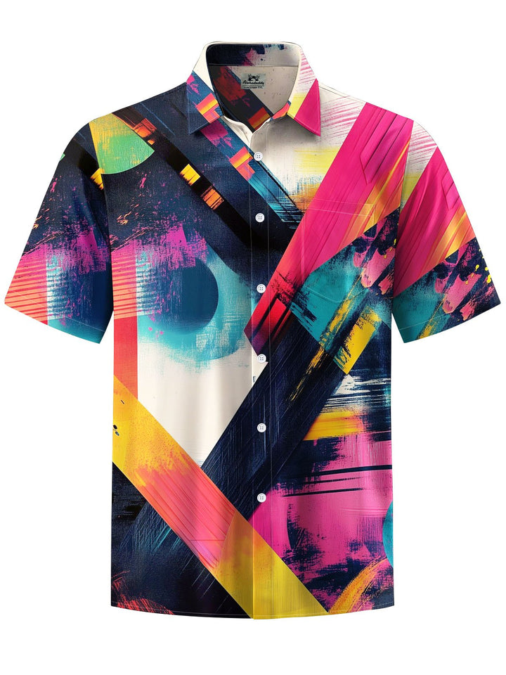 Alohadaddy® Retro Abstract Graffiti Print Chest Pocket Men&