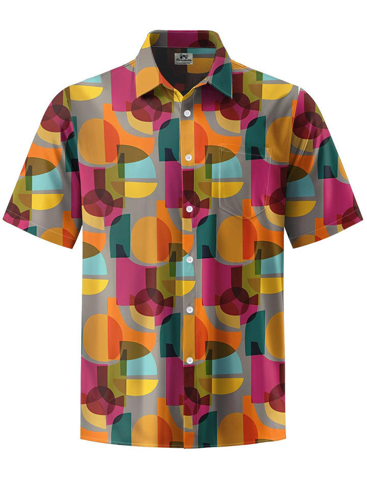 Alohadaddy® Vintage Medieval Kaleidoscope Print Art Chest Pocket Men&