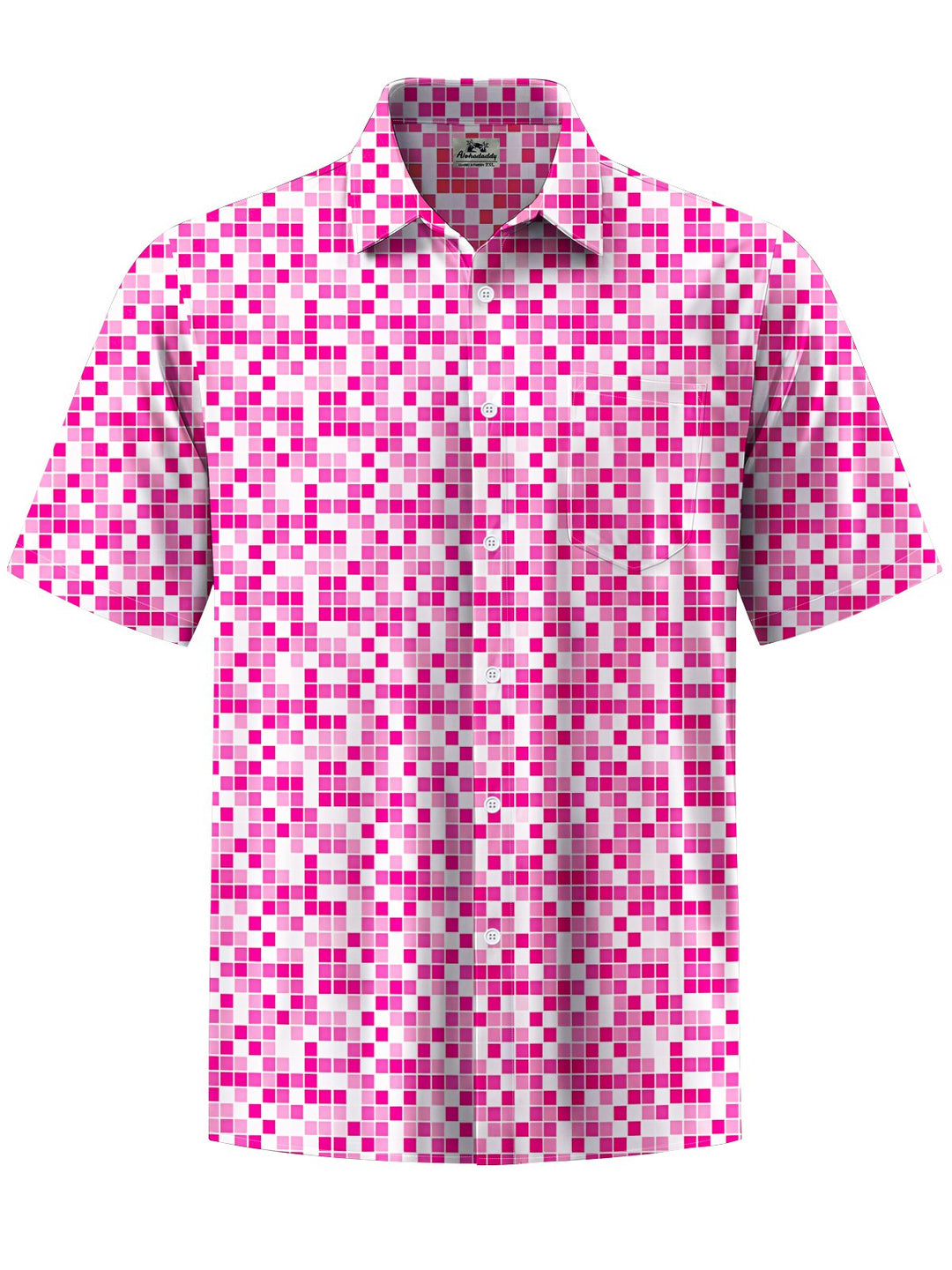 Alohadaddy® Casual Abstract Polka Dots Print Art Chest Pocket Moisture Wicking Men&