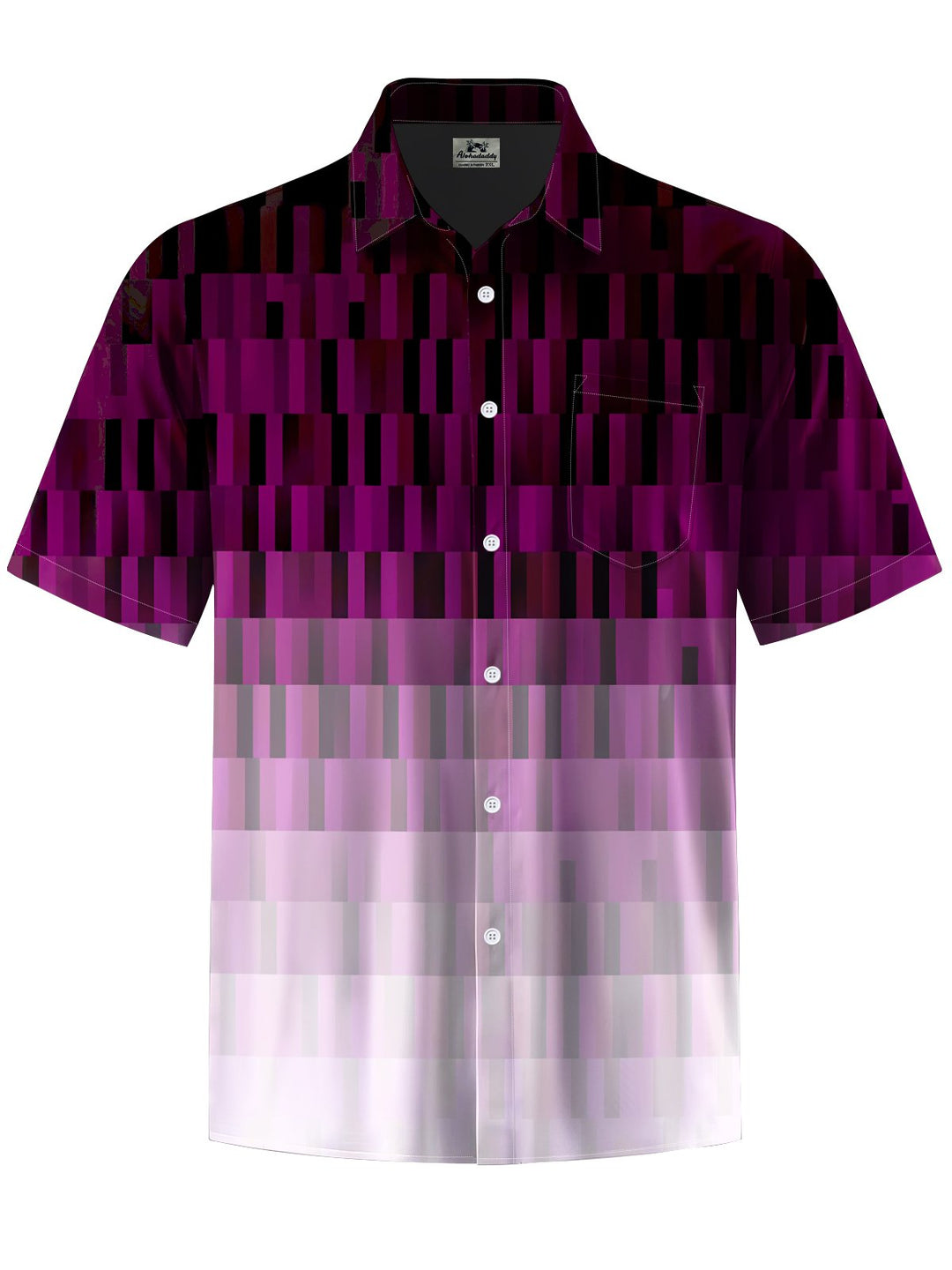 Alohadaddy® Casual Gradient Geometric Art Print Moisture Wicking Chest Pocket Men&