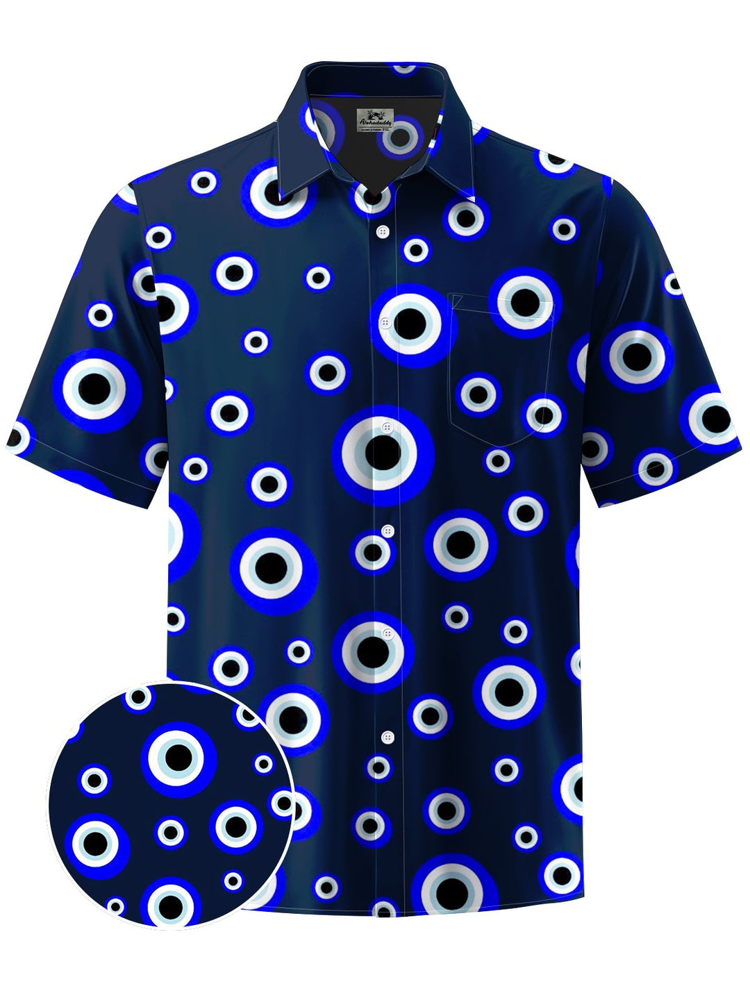 Alohadaddy® Casual Geometric Art Print Chest Pocket Men&