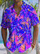 Alohadaddy® Hawaii Palm Tree Art Print Chest Pocket Mens Short Sleeve Shirt Big & Tall
