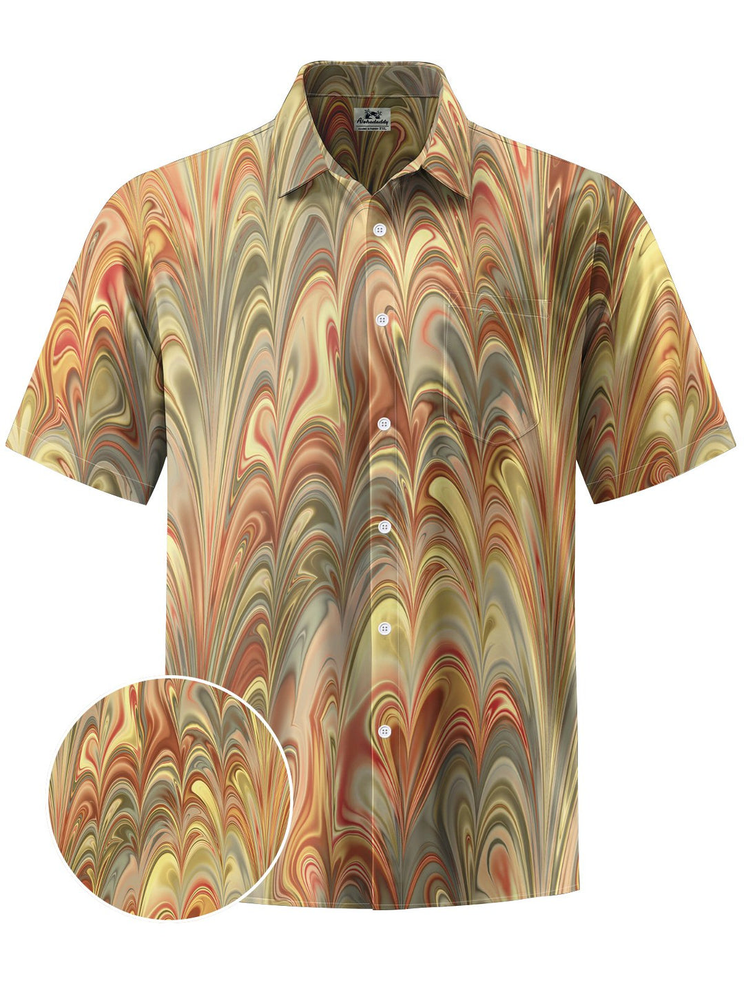 Alohadaddy® Hawaiian Abstract Texture Art Print Chest Pocket Mens Short Sleeve Shirts Big &amp; Tall