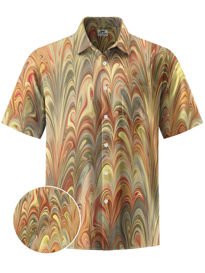 Alohadaddy® Hawaiian Abstract Texture Art Print Chest Pocket Mens Short Sleeve Shirts Big &amp; Tall