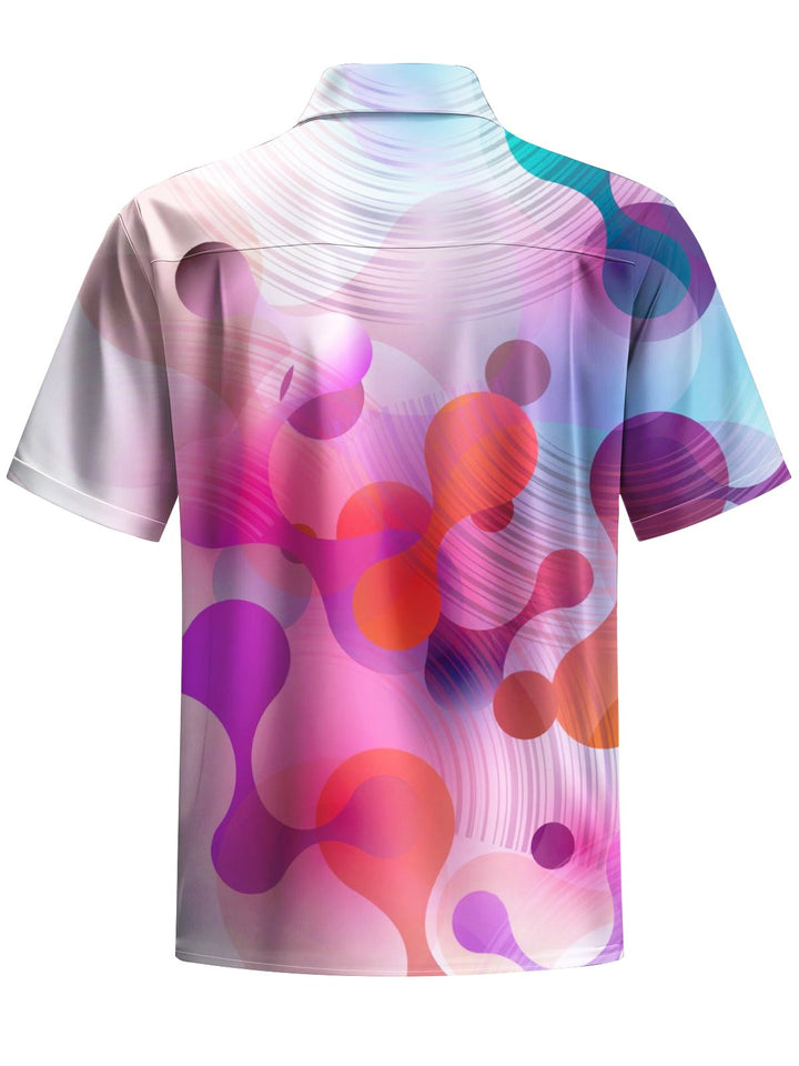 Alohadaddy® Casual Geometric Art Print Chest Pocket Men&