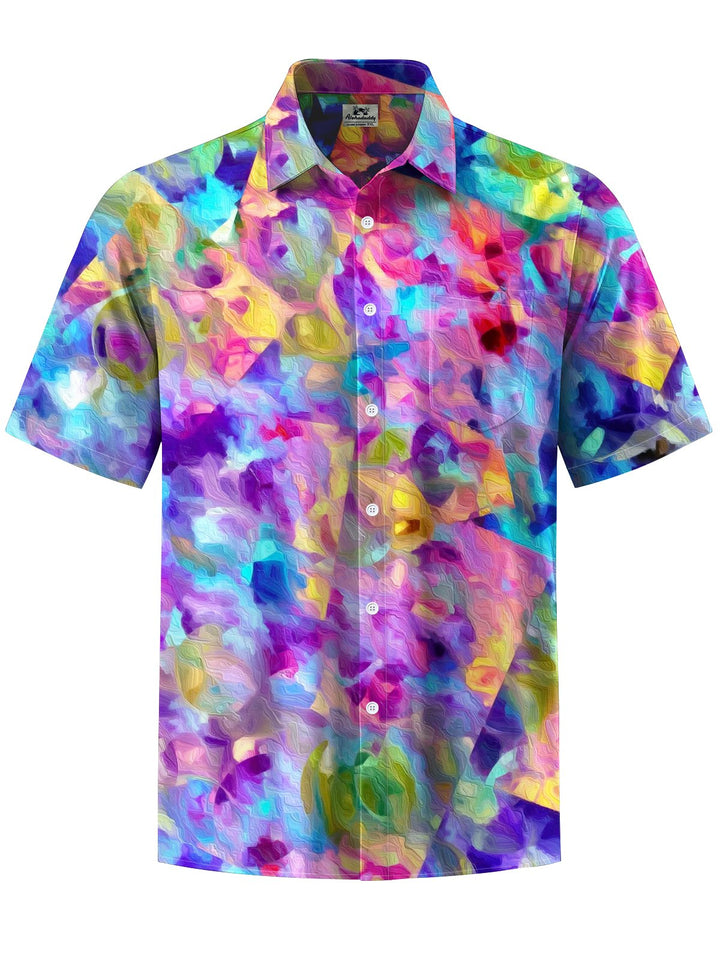 Alohadaddy® Casual Abstract Textured Art Print Moisture-Wicking Chest Pocket Men&