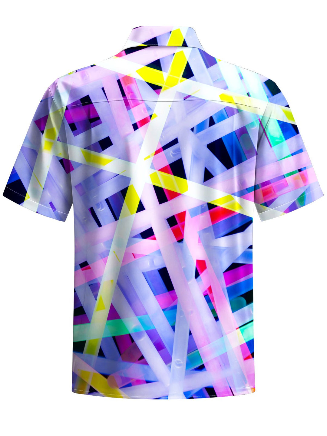 Alohadaddy® Casual Geometric Stripe Art Print Chest Pocket Men&