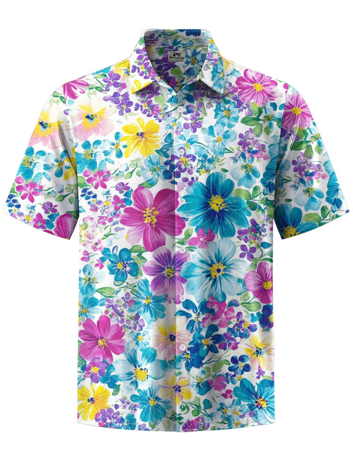 Alohadaddy® Hawaiian Flower Art Print Chest Pocket Men&