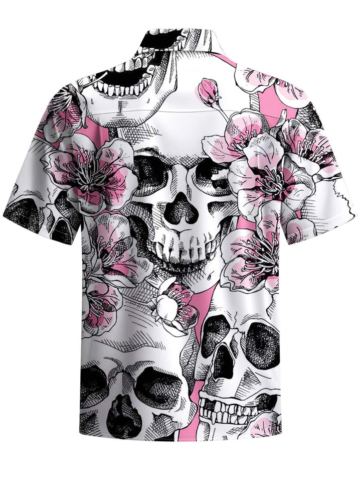 Alohadaddy® Casual Skull Geometric Print Art Chest Pocket Stretch Men&