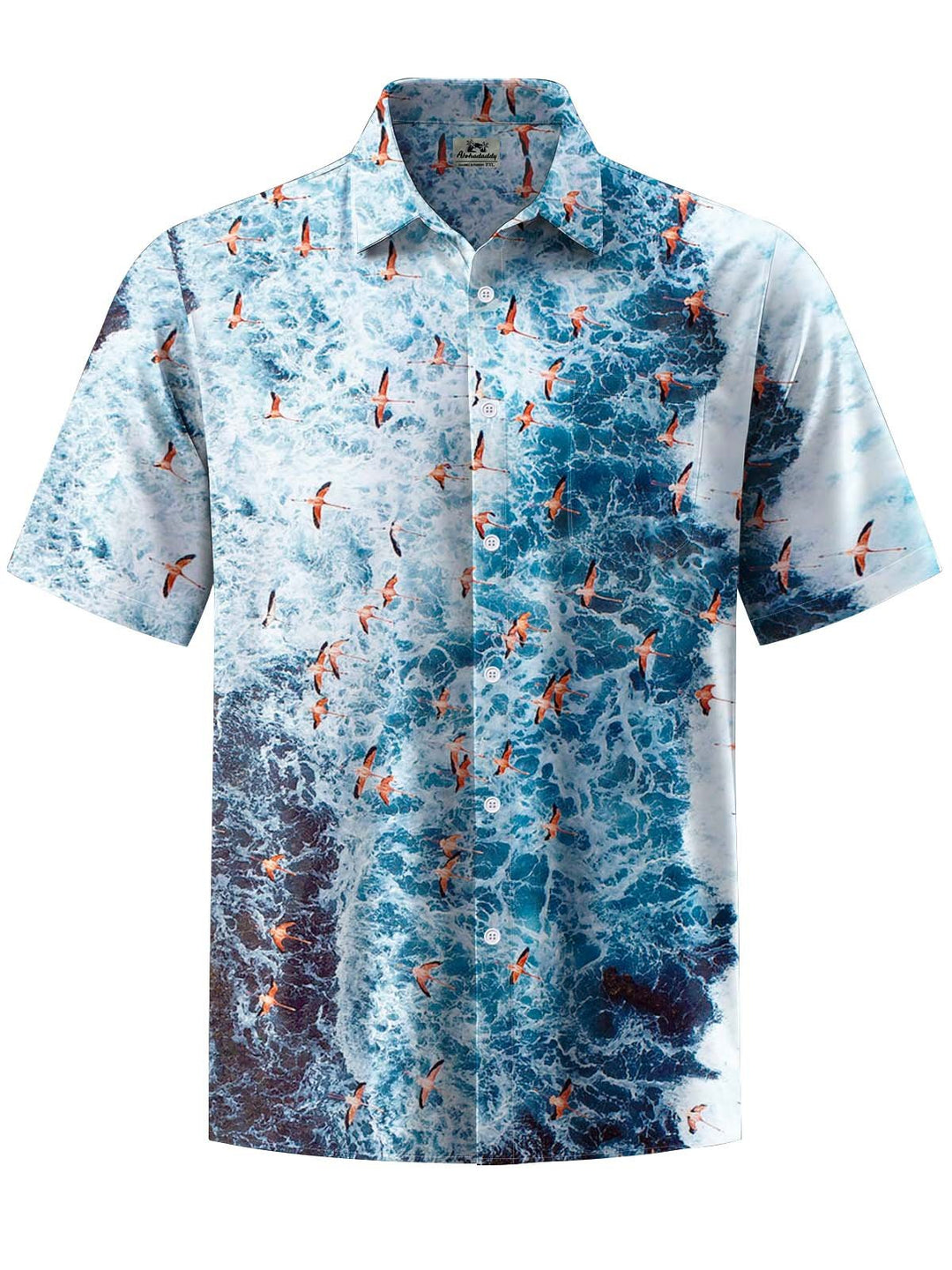Alohadaddy® Hawaiian Flamingo Wave Print Art Pocket Elastic Men&