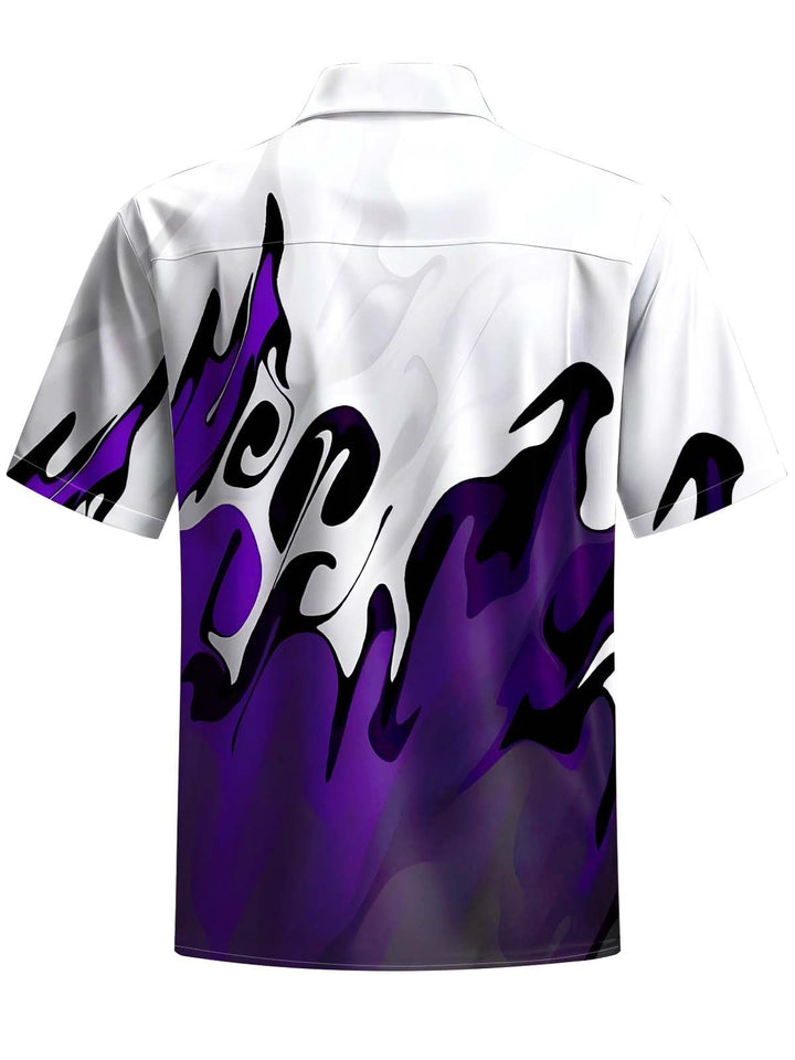 Alohadaddy® Casual Abstract Art Print Chest Pocket Men&