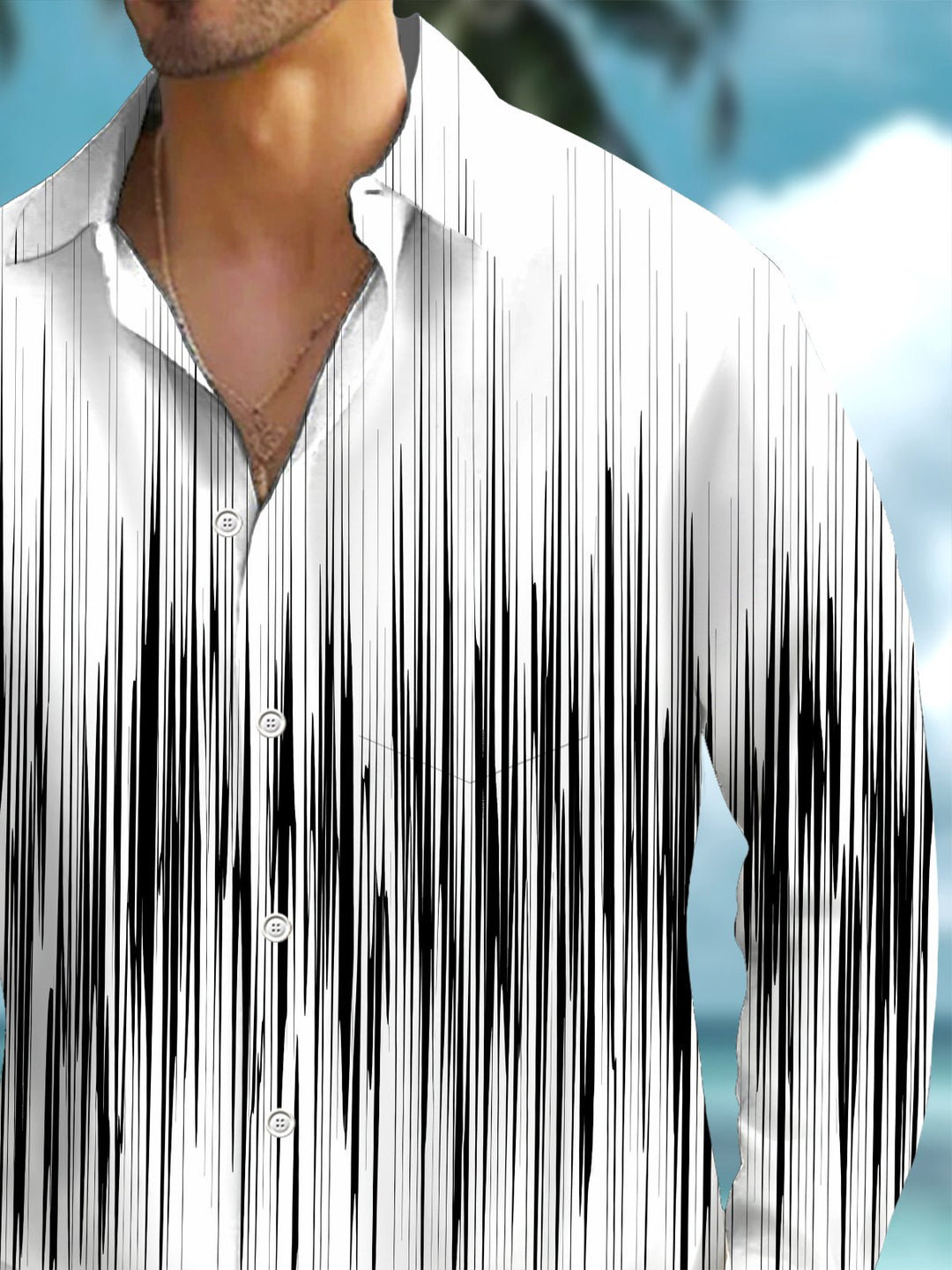 Alohadaddy® Casual Stripe Print Art Pocket Stretch Men&
