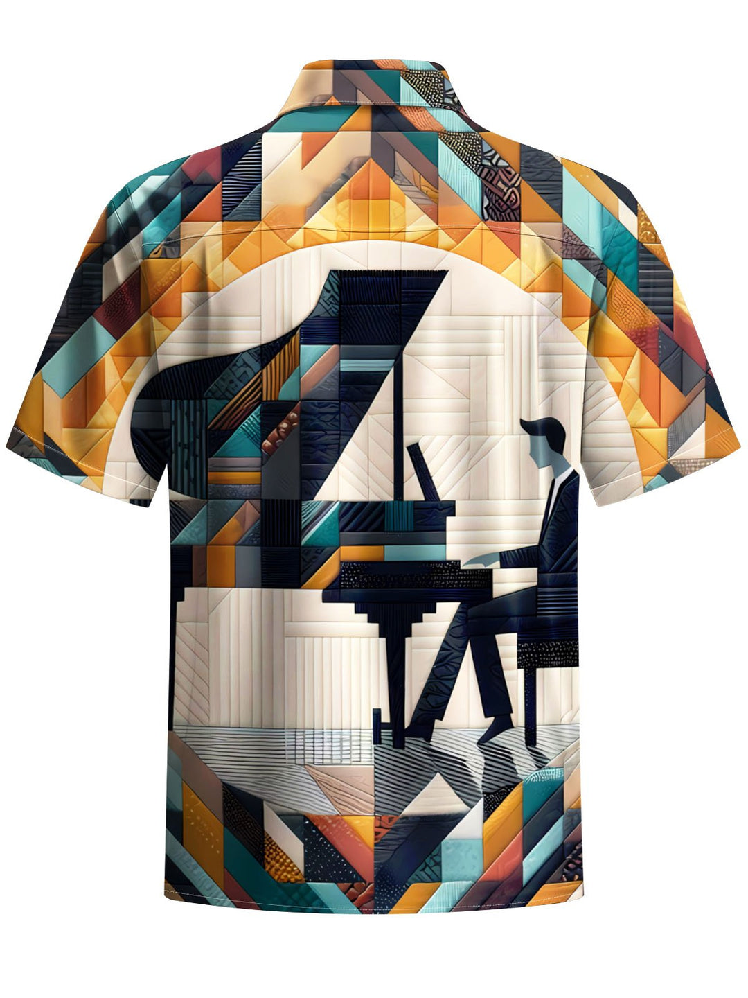 Alohadaddy® Vintage Geometric Piano Art Print Pocket Stretch Men&