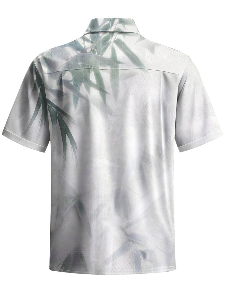 Alohadaddy® Casual Bamboo Leaf Watercolor Print Button Pocket Stretch Men&