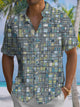 Alohadaddy® Casual Plaid Print Art Elastic Pocket Button Men's Short Sleeve Shirt Big & Tall