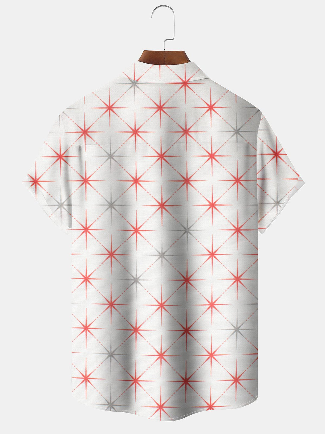 Alohadaddy® Retro Geometric Star Print Pocket Button Stretch Men&