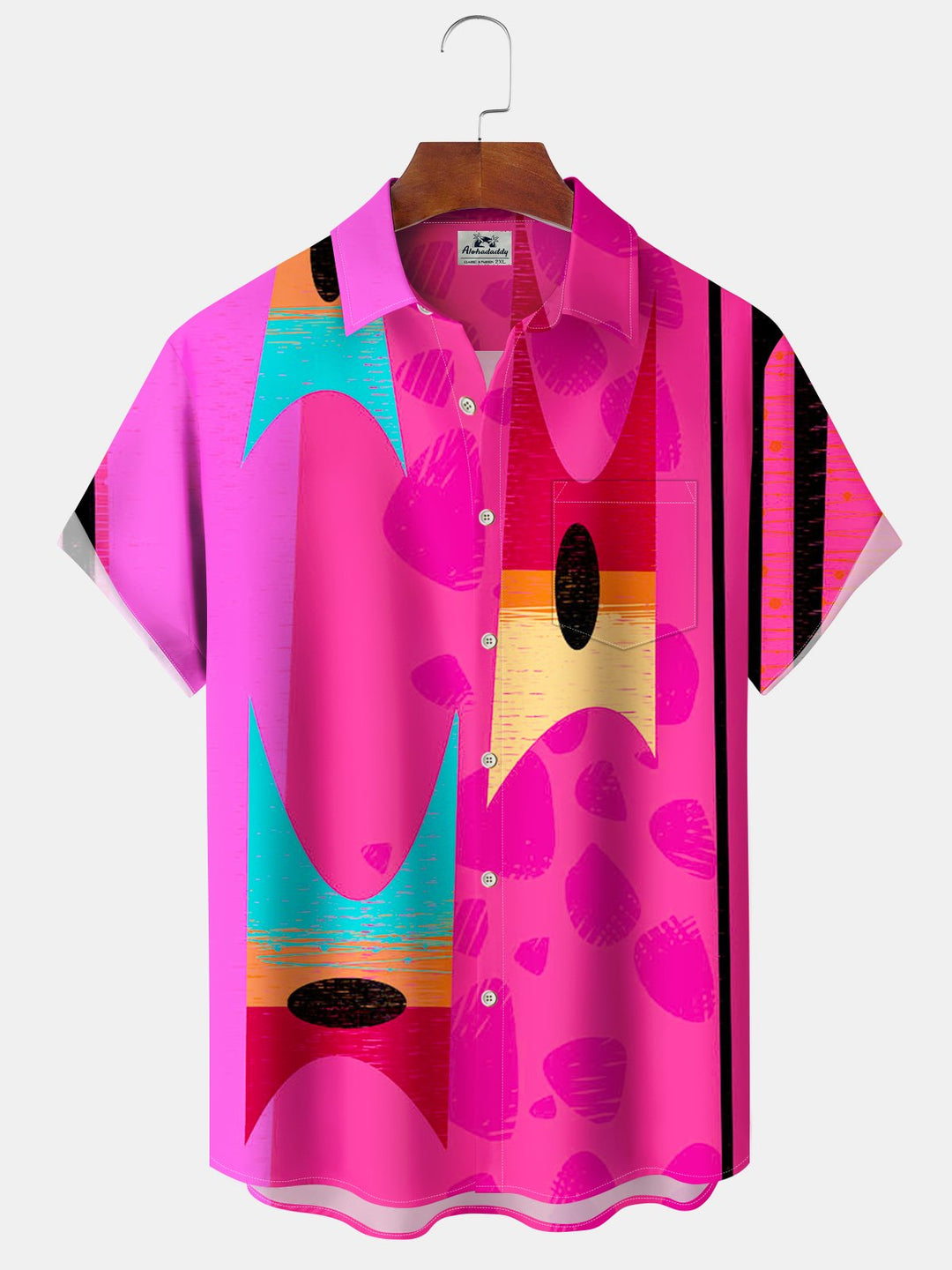 Alohadaddy® Retro Geometric Stripe Print Pocket Stretch Men&
