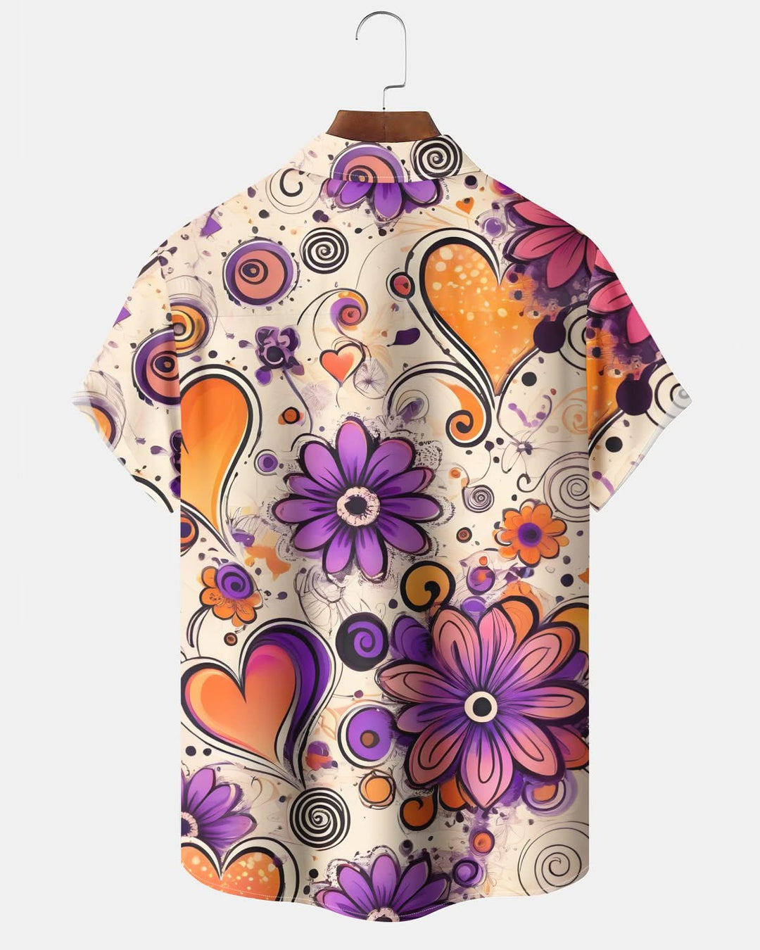 Alohadaddy® Vintage Flower Graffiti Print Pocket Button Men&