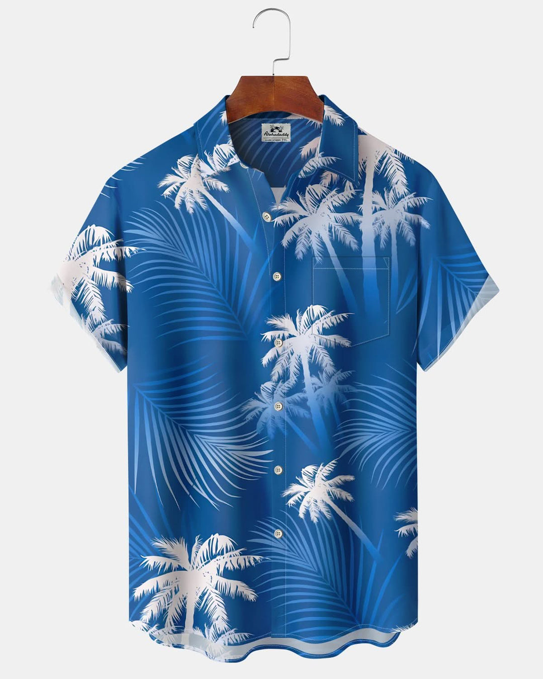 Alohadaddy® Hawaiian Palm Tree Print Short Sleeve Shirt For Men With Elastic Buttons And Pockets Big &amp; Tall