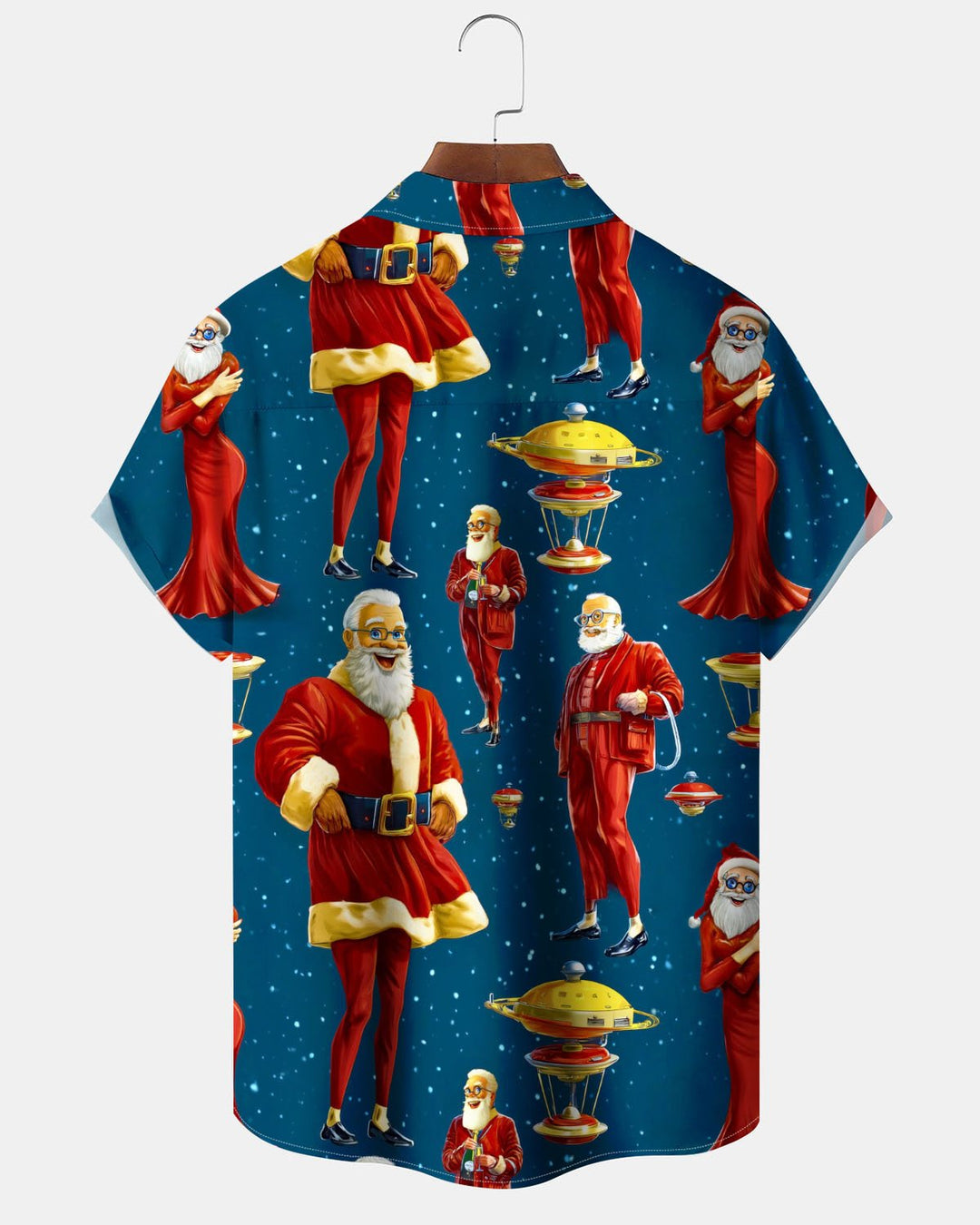 Alohadaddy® Christmas Santa Claus Art Print Stretch Button Pocket Men&