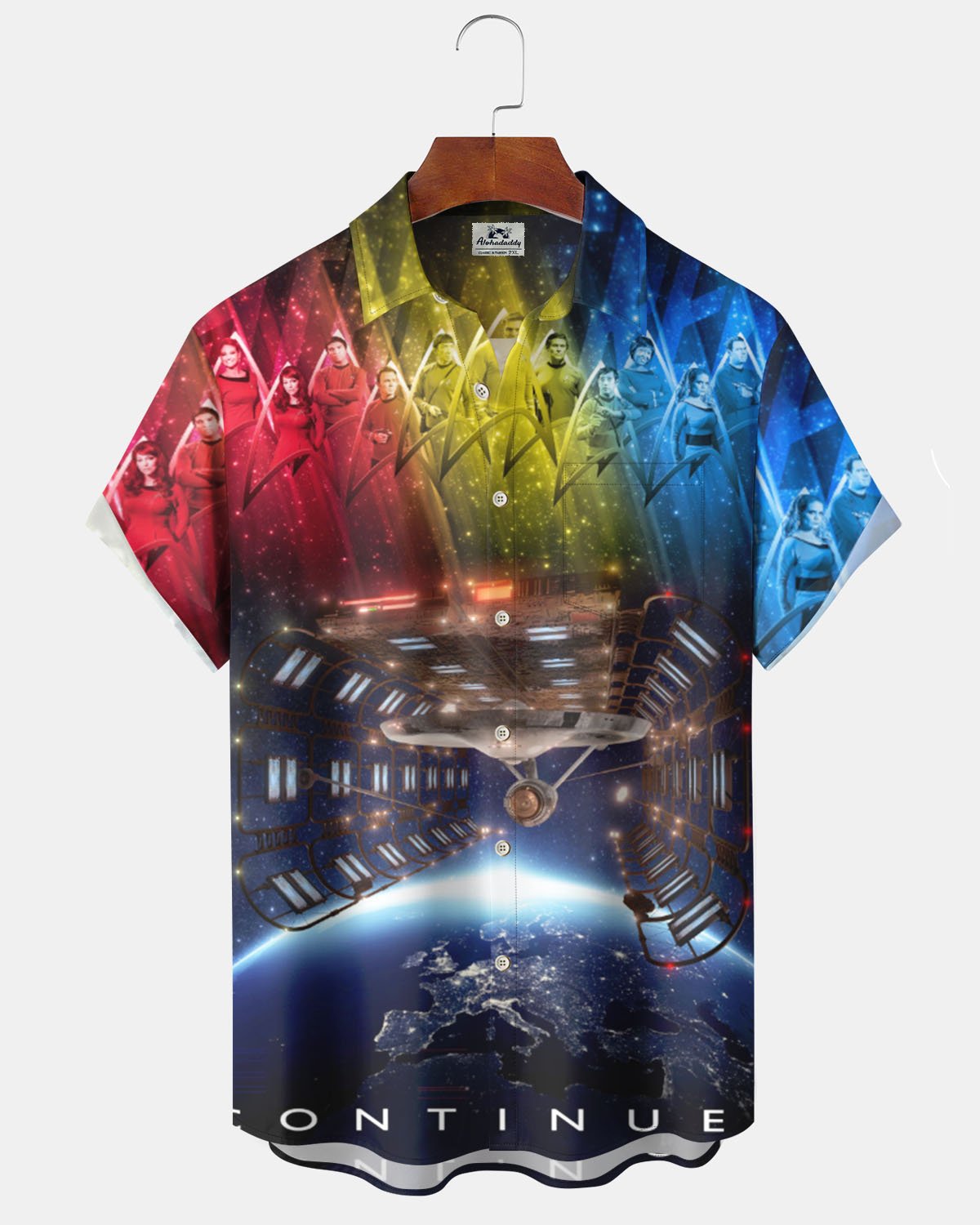 Alohadaddy® Retro Star Wars Gradient Print Art Pocket Stretch Men's Short-Sleeve Shirt Big & Tall