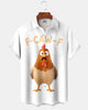 Alohadaddy® Casual Rooster White Art Print Men's Short-Sleeve Shirt Big & Tall