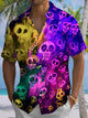 Alohadaddy® Vintage Skull Ombre Art Print Pockets Moisture Wicking Hawaiian Shirt Big & Tall