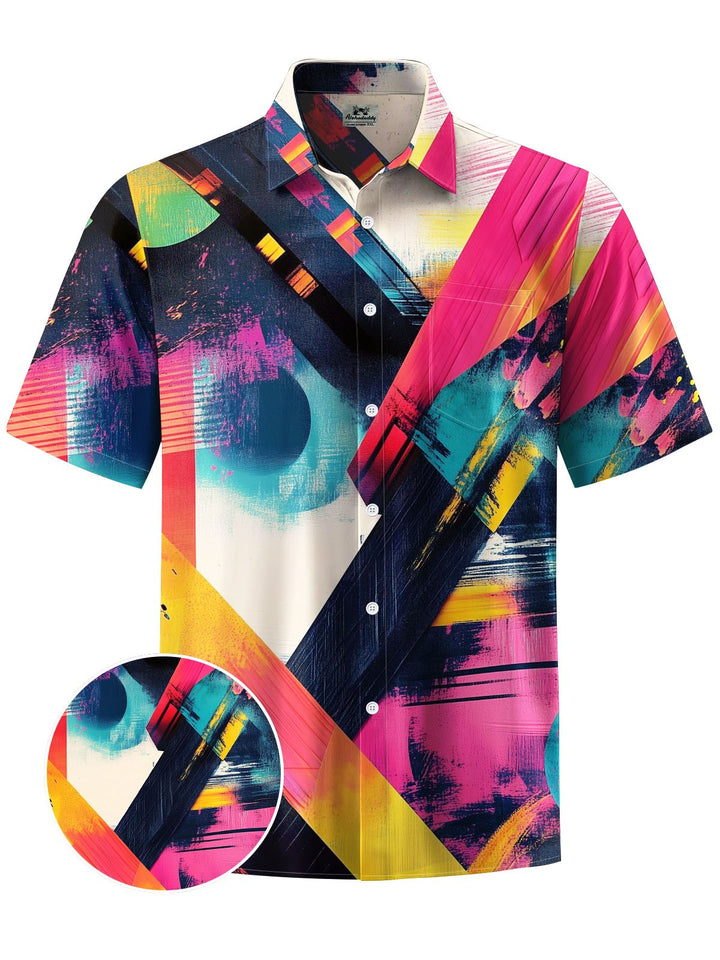 Alohadaddy® Retro Abstract Graffiti Print Chest Pocket Men&