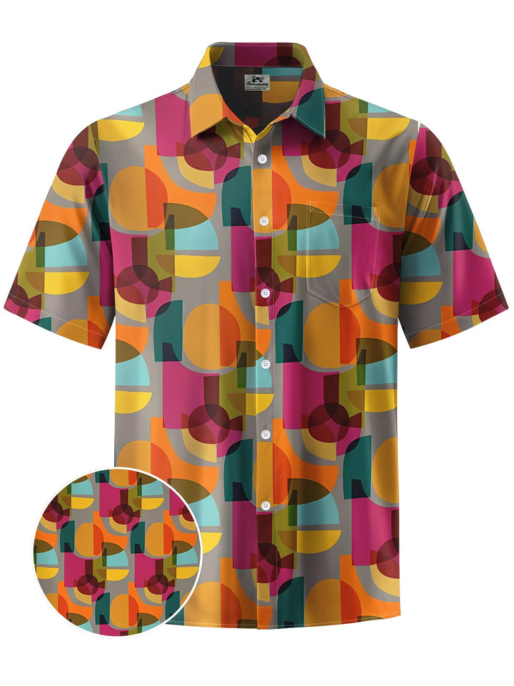 Alohadaddy® Vintage Medieval Kaleidoscope Print Art Chest Pocket Men&