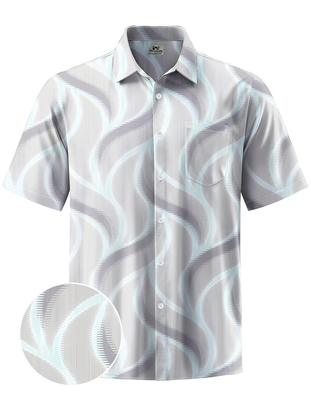 Alohadaddy® Casual Abstract Geometric Art Print Chest Pocket Men Short Sleeve Shirt Big &amp; Tall