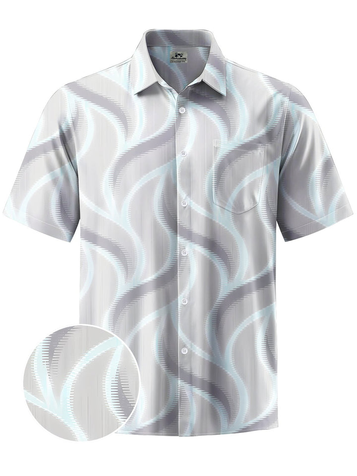 Alohadaddy® Casual Abstract Geometric Art Print Chest Pocket Men Short Sleeve Shirt Big &amp; Tall