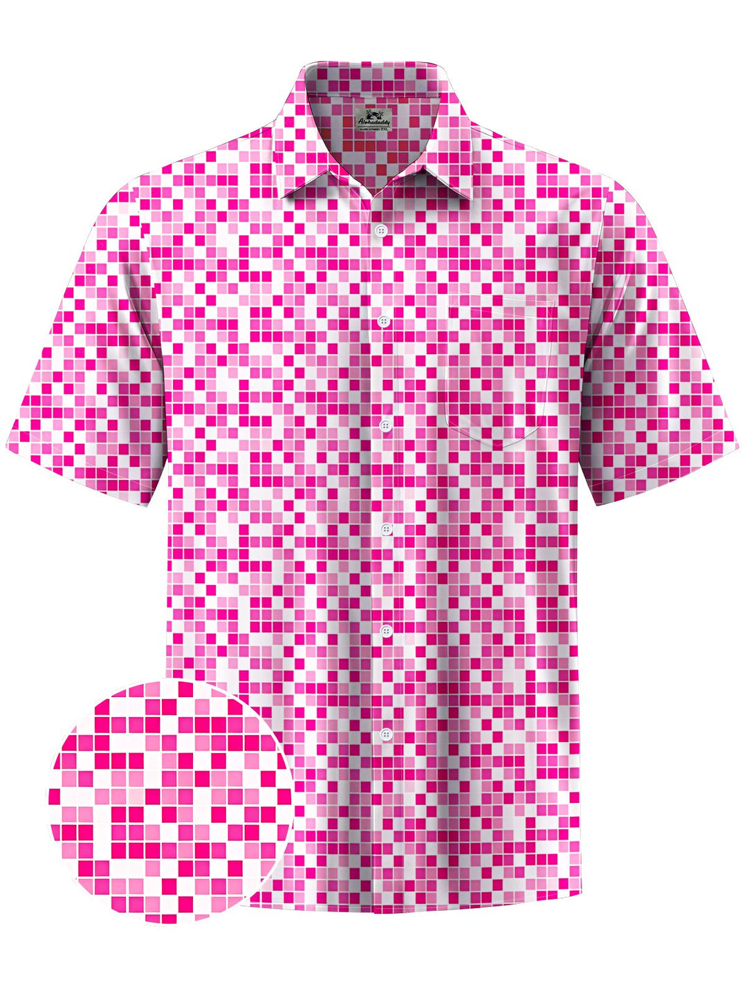 Alohadaddy® Casual Abstract Polka Dots Print Art Chest Pocket Moisture Wicking Men&