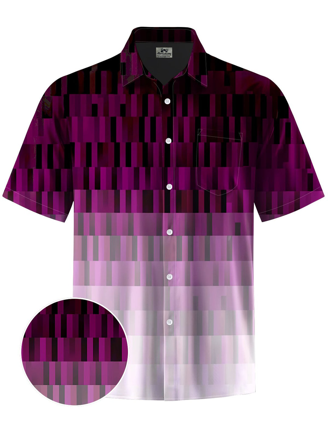 Alohadaddy® Casual Gradient Geometric Art Print Moisture Wicking Chest Pocket Men&