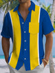 Alohadaddy® Casual Stripes Contrast Color Art Print Chest Pocket Men's Short Sleeve Shirt Big & Tall