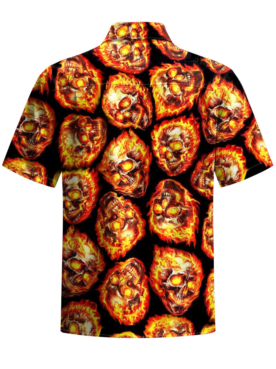 Alohadaddy® Retro Punk Flaming Skull Print Art Chest Pocket Men&