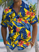 Alohadaddy® Hawaiian Flowers Contrast Art Print Chest Pocket Mens Short Sleeve Shirt Big & Tall