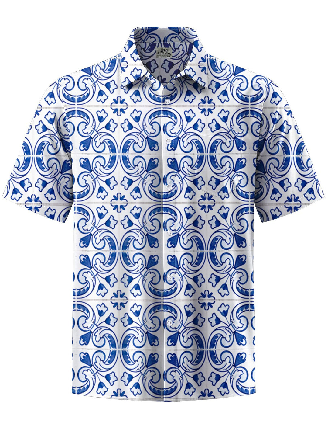 Alohadaddy® Casual Ethnic Pattern Art Print Chest Pocket Men Short Sleeve Shirt Big &amp; Tall