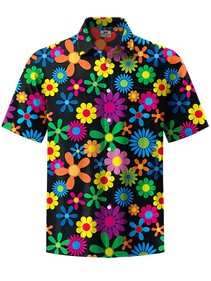 Alohadaddy® Casual Floral Art Print Chest Pocket Men&