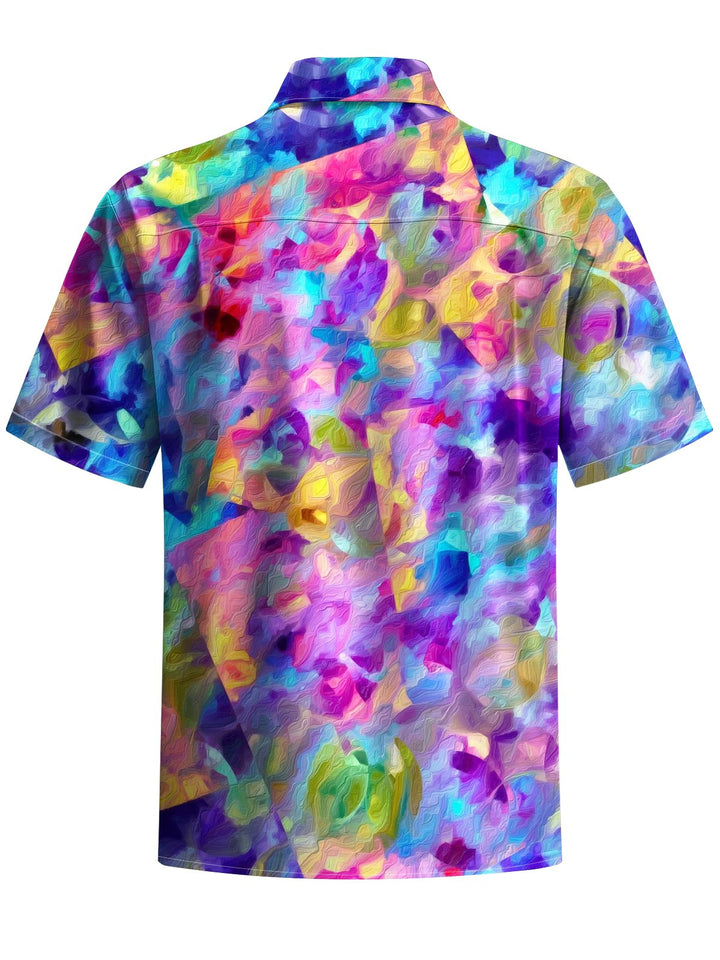Alohadaddy® Casual Abstract Textured Art Print Moisture-Wicking Chest Pocket Men&