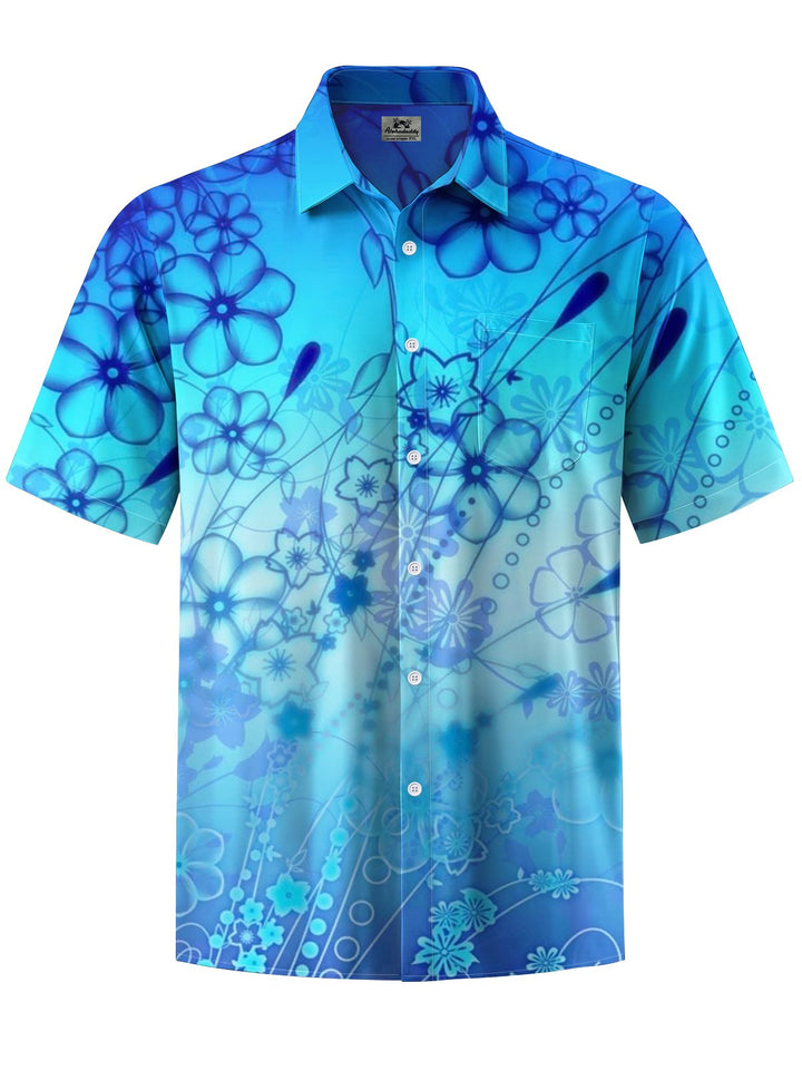 Alohadaddy® Hawaiian floral print with chest pocket and stretch for men&