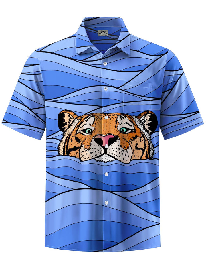 Alohadaddy® Casual Tiger Stripe Print Pocket Men&
