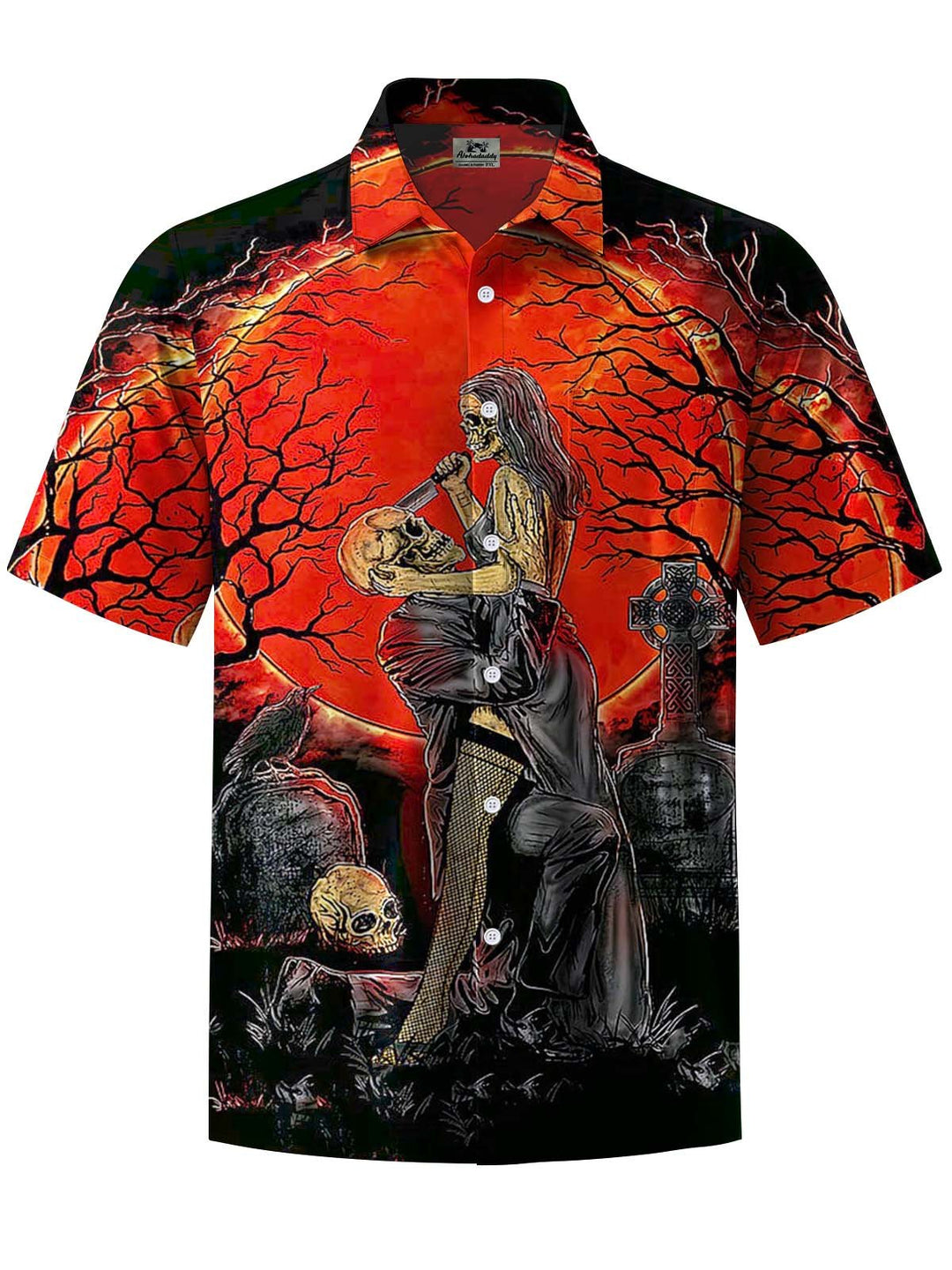 Alohadaddy® Halloween Skull Art Print Chest Pocket Men&