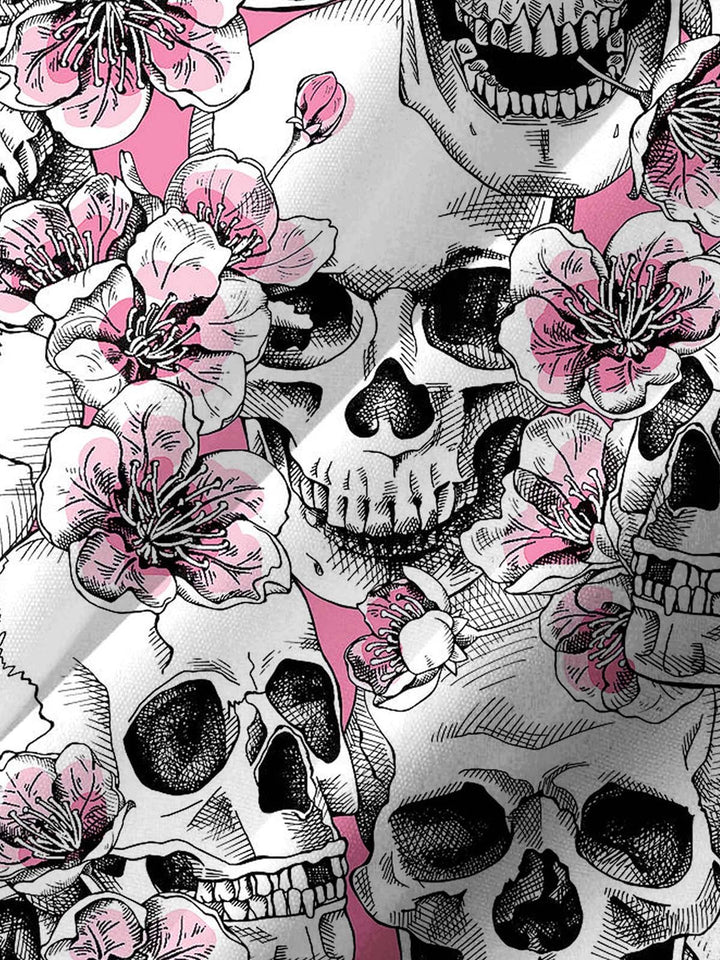 Alohadaddy® Casual Skull Geometric Print Art Chest Pocket Stretch Men&