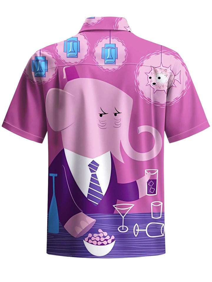 Alohadaddy® Casual Cartoon Elephant Print Pocket Stretch Men&